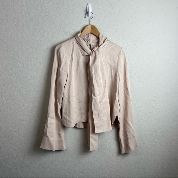 Khaite Blouse Dawn Tash Bow Long Sleeve Satin Crepe Top - Picture 9 of 16